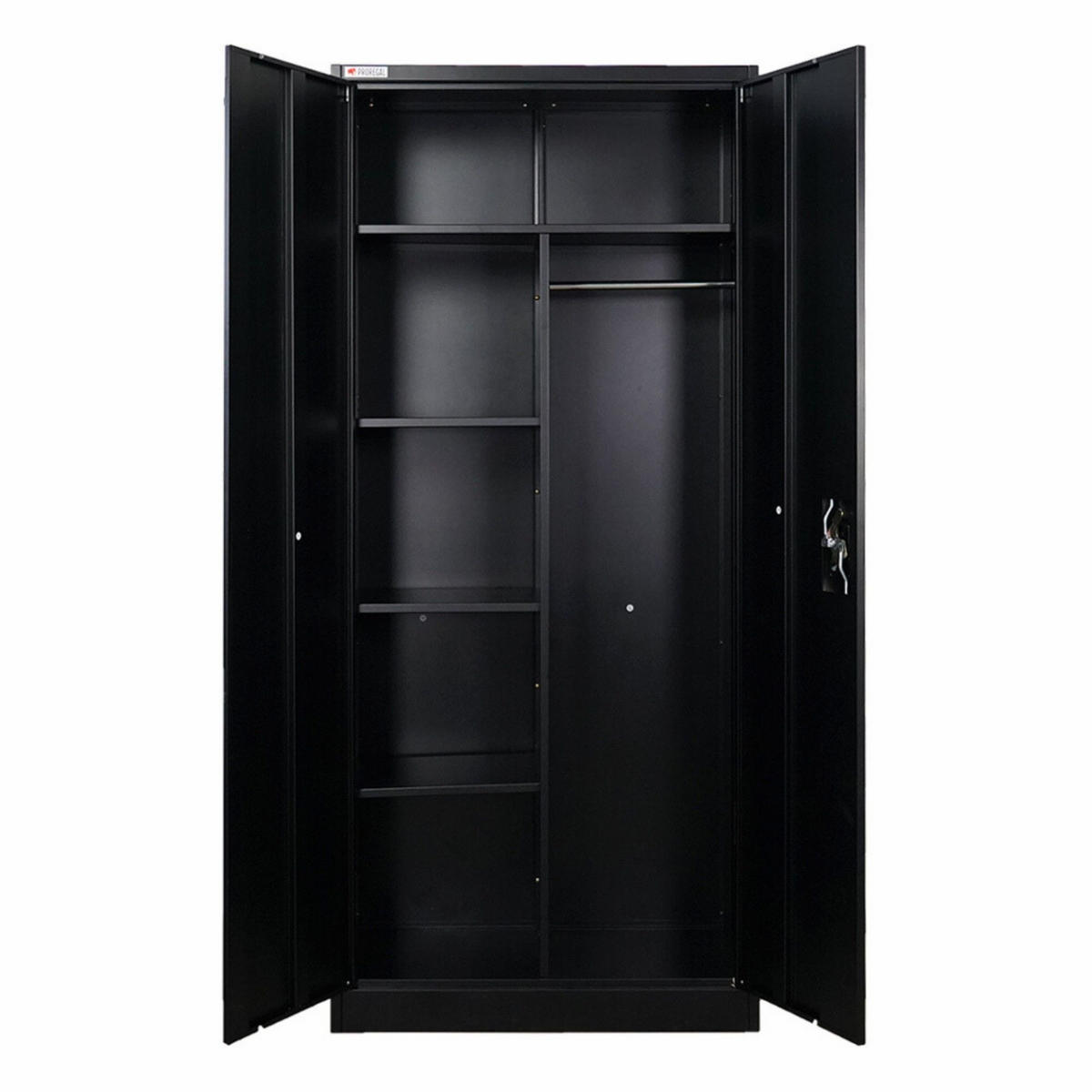 FLÜGELTÜRENSCHRANK Elephant 2er-Set 180x80x40cm 6 Fächern & Kleiderstange Schwarz - Schwarz, Metall (160/180/40cm) - PROREGAL