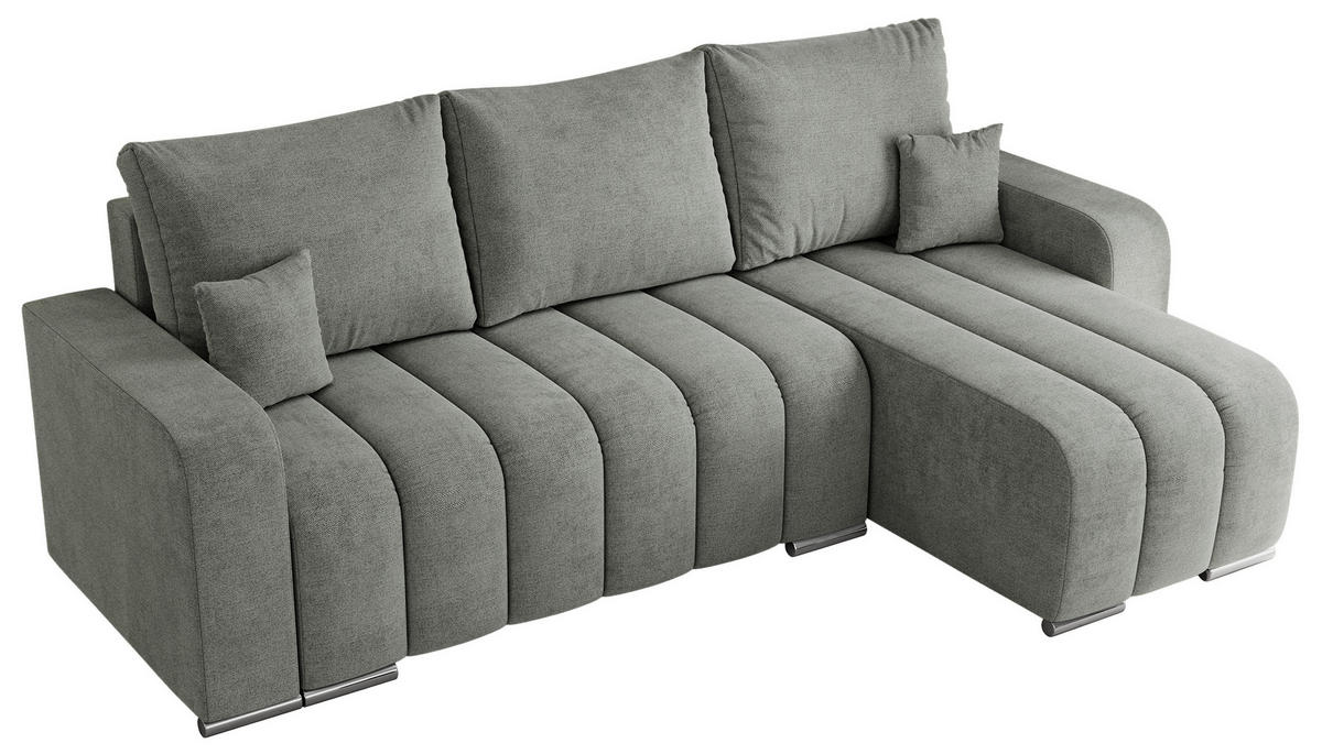 ECKSOFA KIRASSO L Grau Stukture - Grau, Textil (245/147cm) - MKS