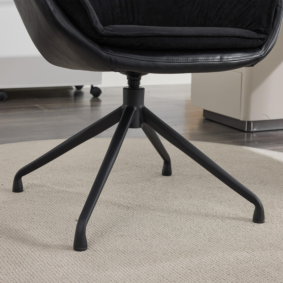 STUHL Kunstleder mit 360°-Drehfunktion, DE-42311, Schwarz - Schwarz, Metall (66/80/67.5cm) - ComfortXL