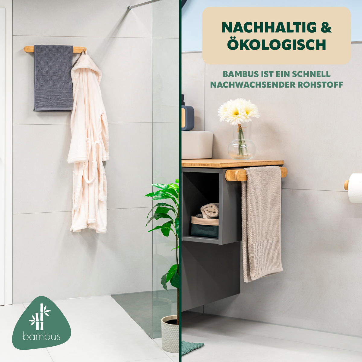 HANDTUCHHALTER, Bambus - Braun, Holz (42/4/5cm) - eluno