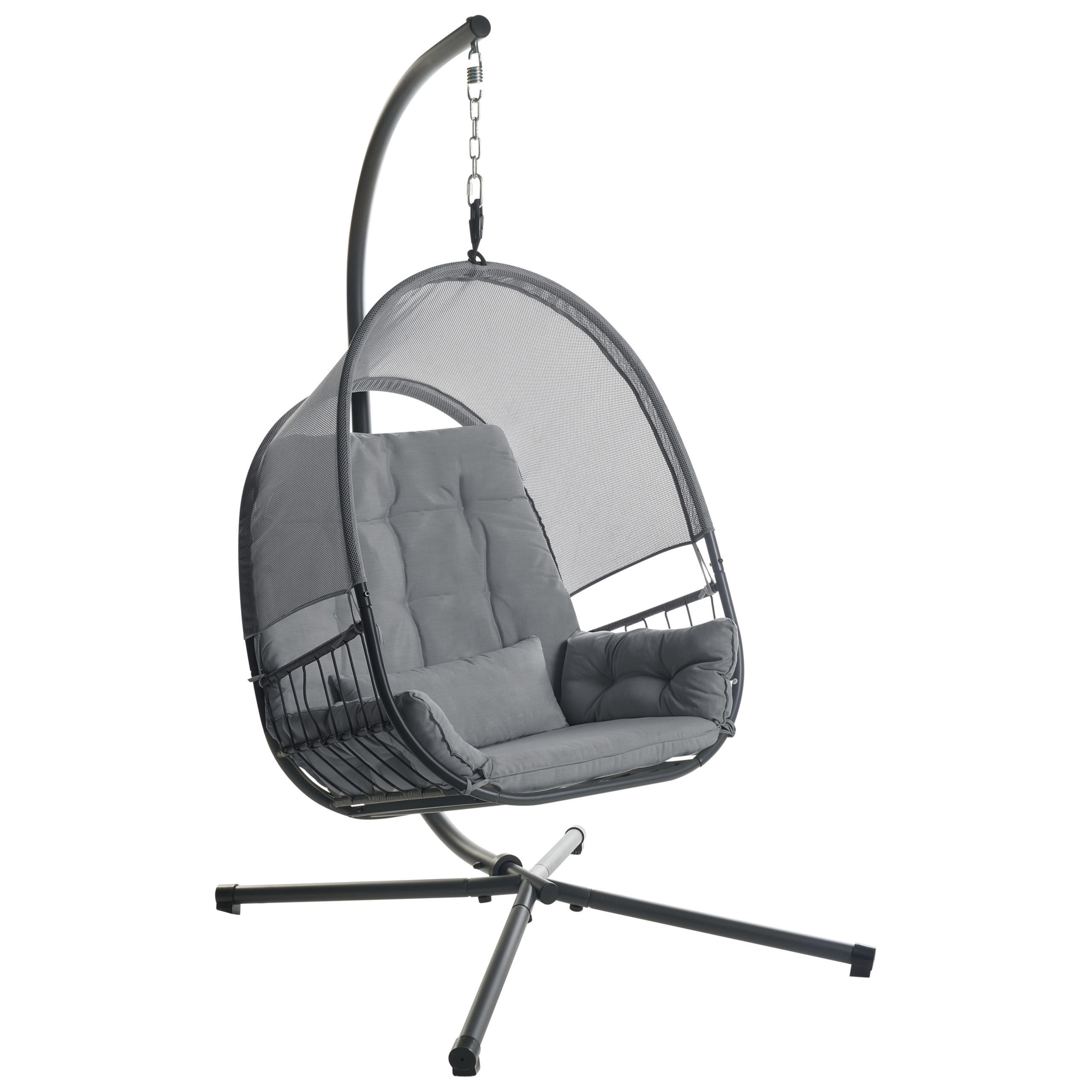 HÄNGESESSEL Grau Alviano - Grau, Textil (98/196/136cm) - Beliani