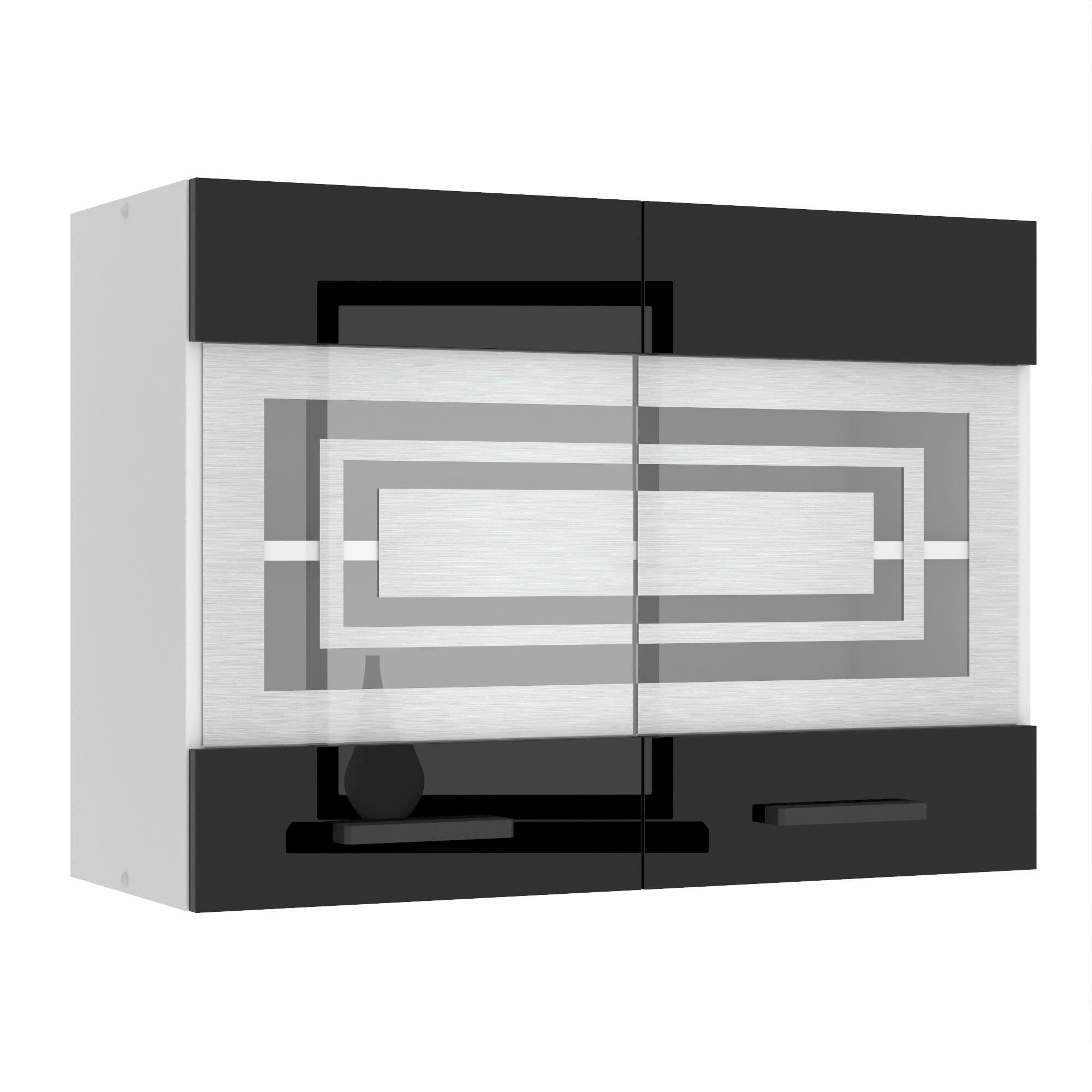 HÄNGESCHRANK SGW 80 cm, mit 2 Türen, Schwarz Hochglanz - Schwarz, Holz (80/58/29.6cm) - B BELINI GROUP