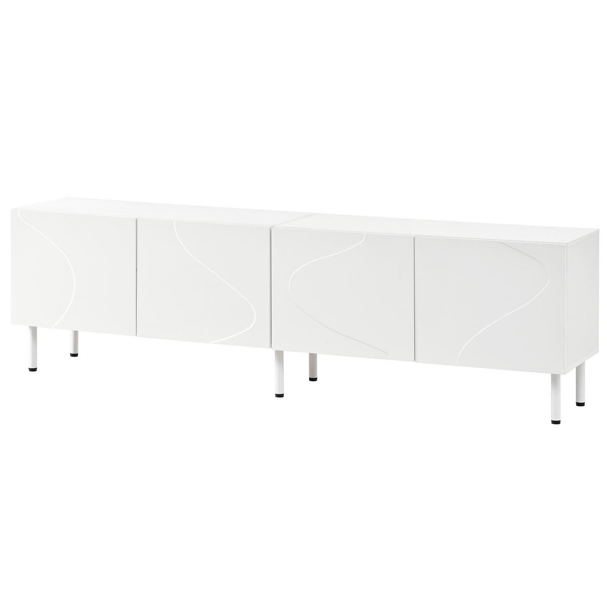 TV-SCHRANK Lowboard 4 Türen Push-to-Open Metallfüße modern - Weiß, Holzwerkstoff (35/50/170cm) - FLIEKS