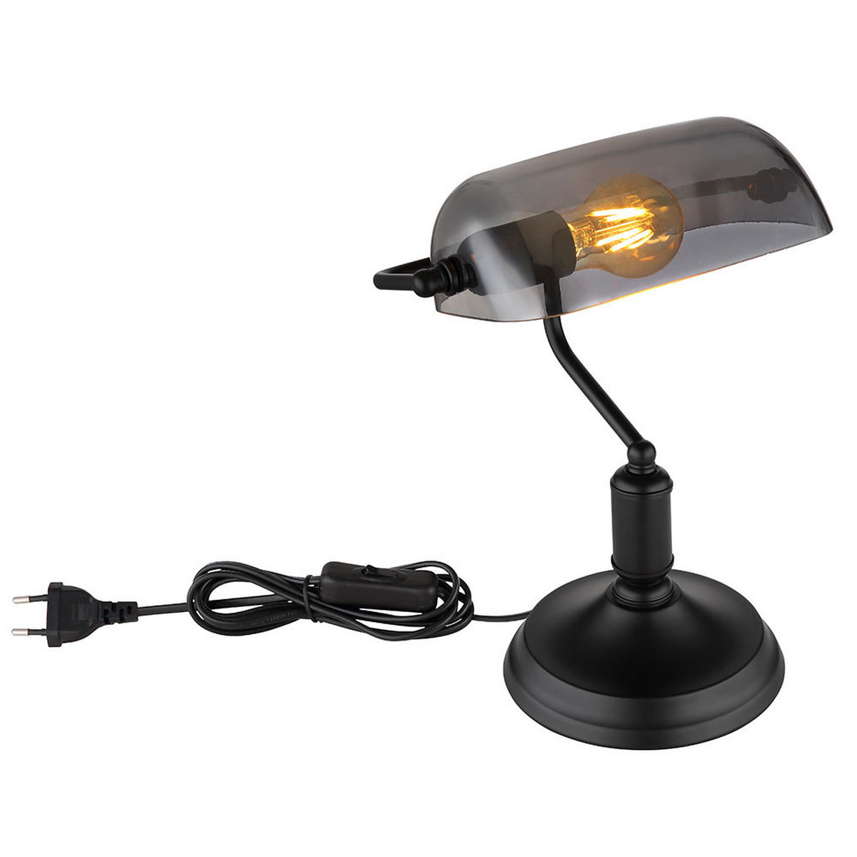 LED TISCHLEUCHTE Antique Schwarz - Schwarz, Glas (25/18/32cm) - Globo Lighting