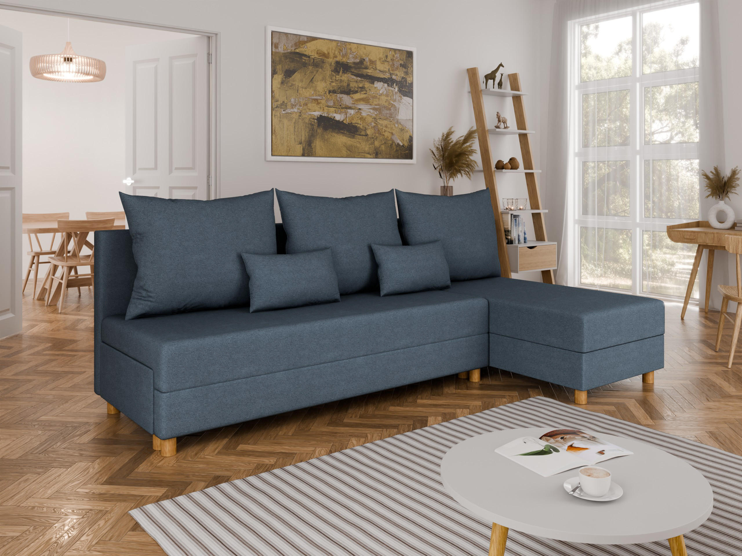 ECKSOFA Lellice L-Form- links oder rechts montierbar, blau - Blau, Holz (214/122cm) - Panda Möbel