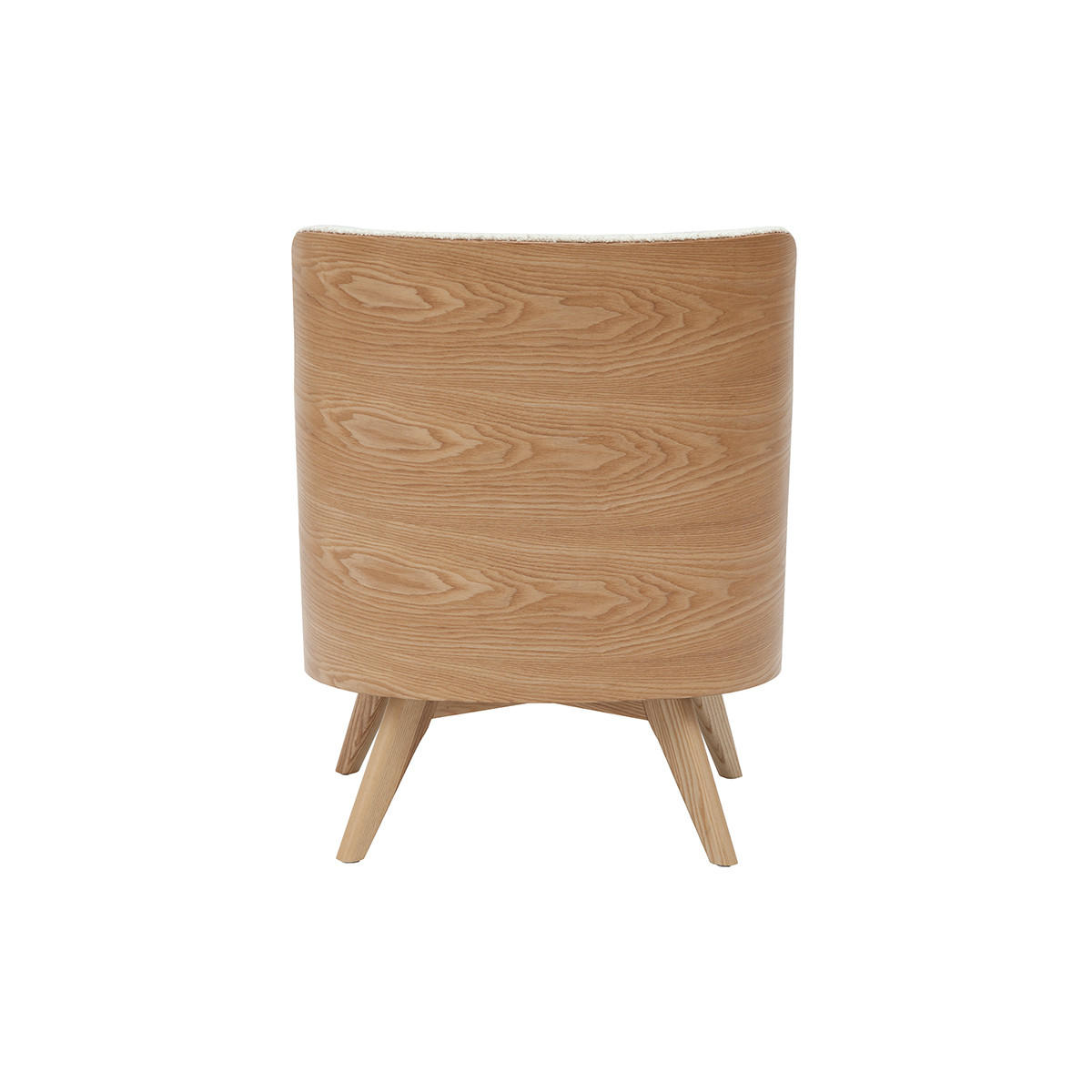 SESSEL skandinavisch Woll-Effekt Holz VALMY - Weiß, Textil (76/79/66cm) - Miliboo
