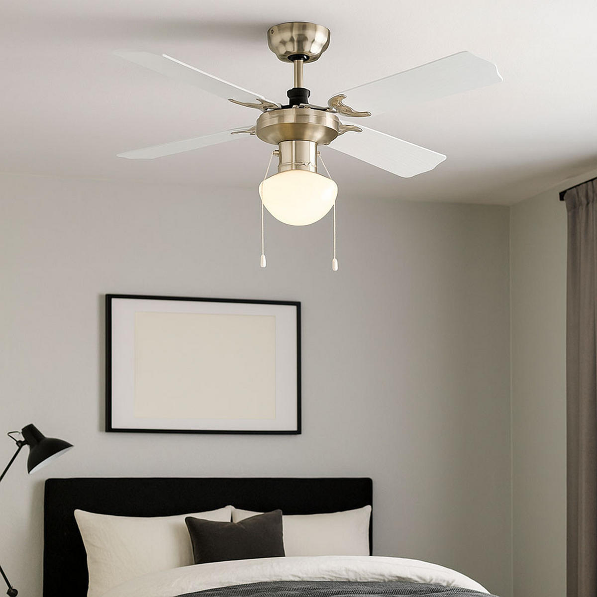 LED DECKENVENTILATOR Metall Silber - Silberfarben, Glas (106.6/106.6/41.5cm)