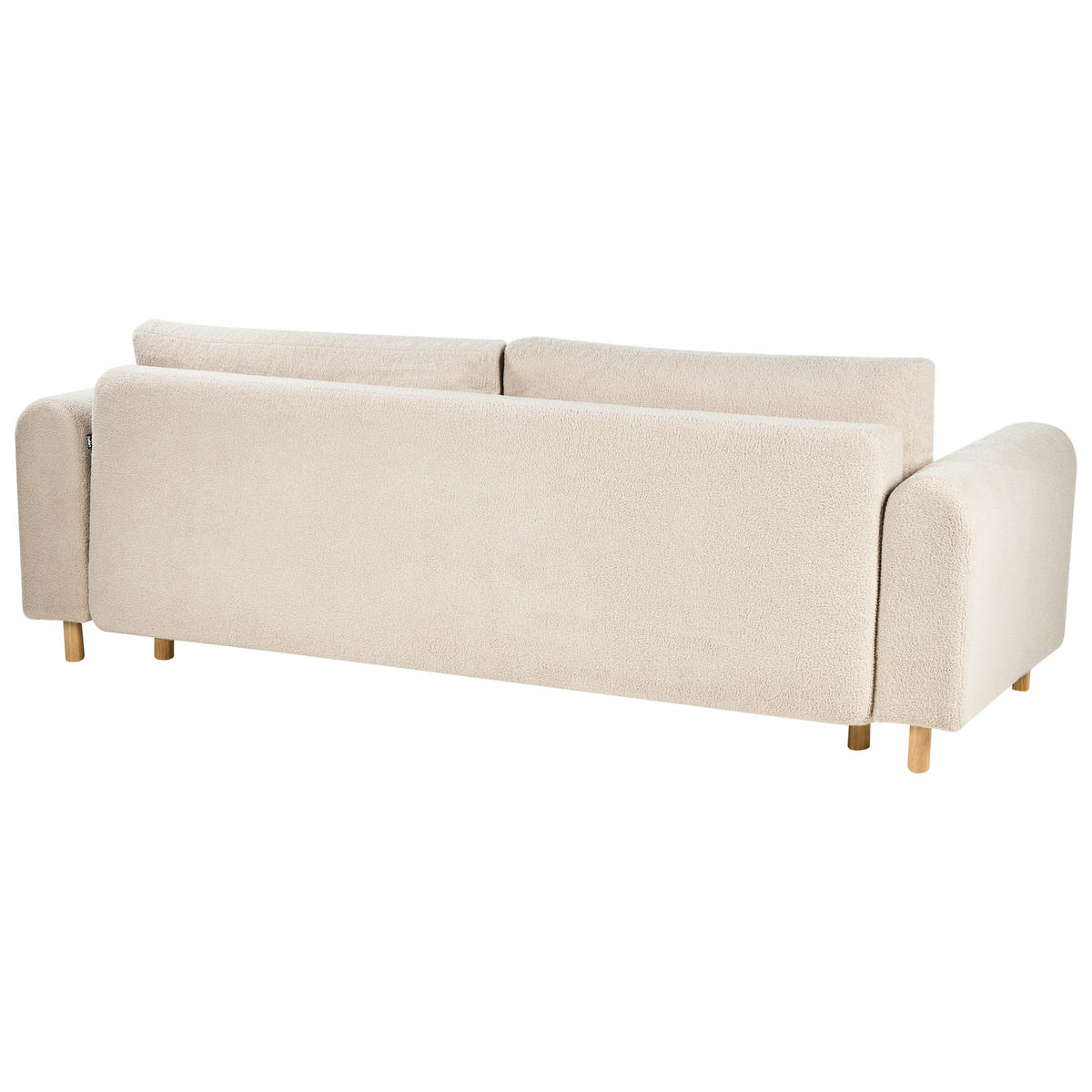 ROZKLÁDACÍ POHOVKA 3-místná Bouclé Světle béžová s úložným prostorem Kvam - světle hnědá, textil (242/85/99cm) - Beliani
