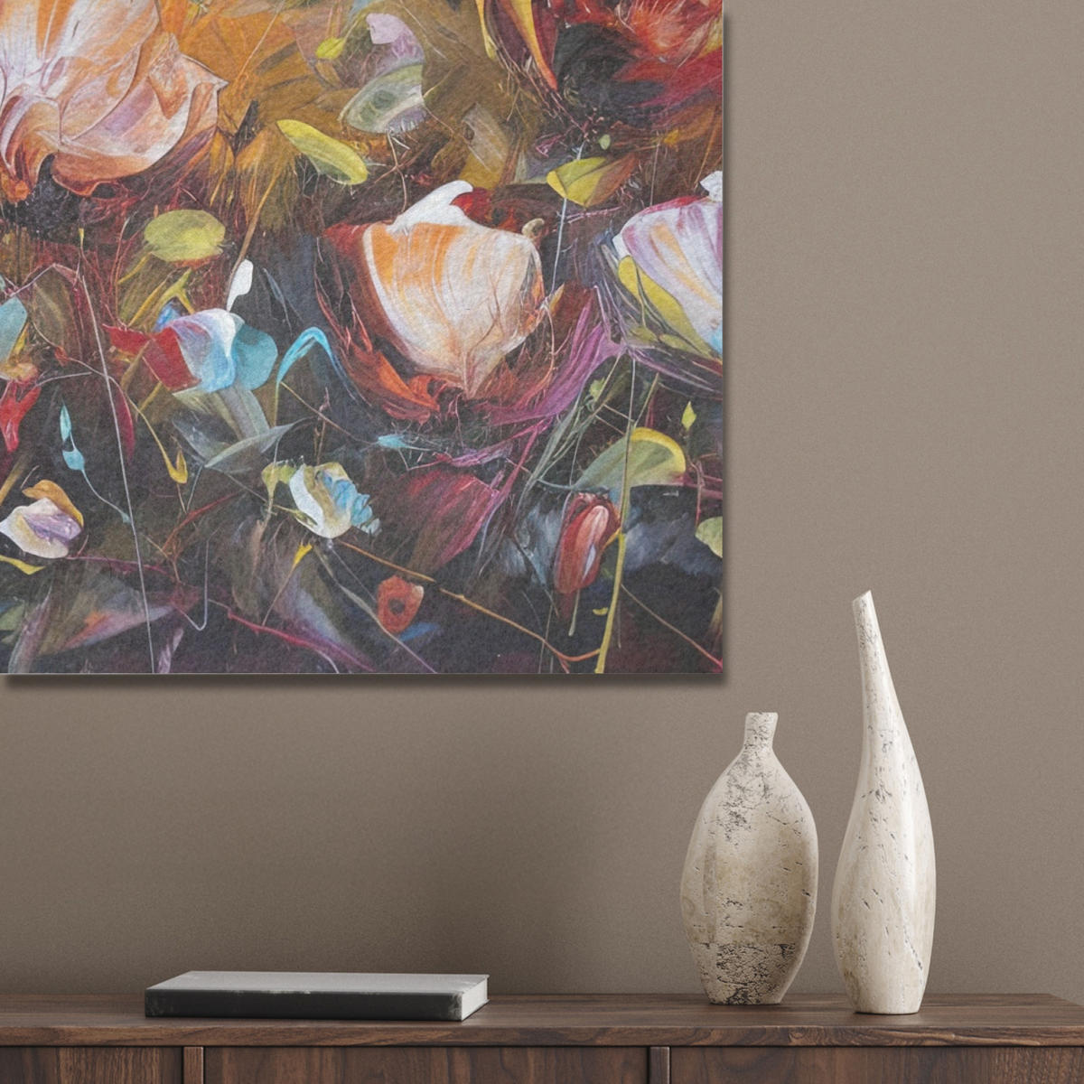 AKUSTIKBILD Blumen - Kunst - Natur - Ölgemälde Wanddeko 60x90 cm - Multicolor, Kunststoff (60/90/0.9cm) - MuchoWow