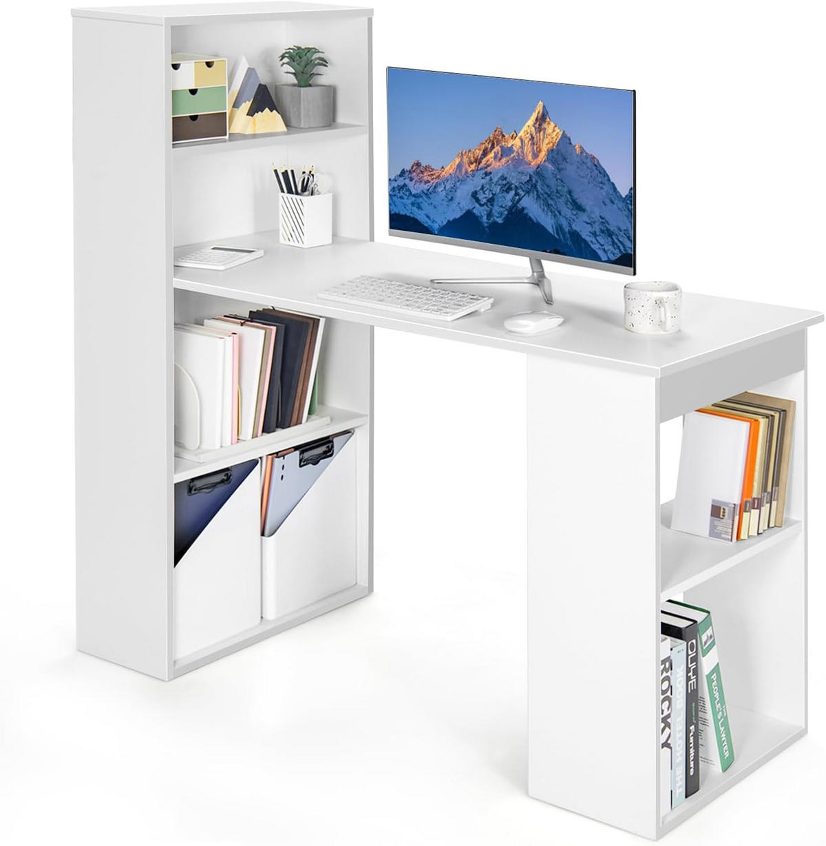 SCHREIBTISCH 120cm Weiß - Weiß, Holz (122/52/120cm) - COSTWAY
