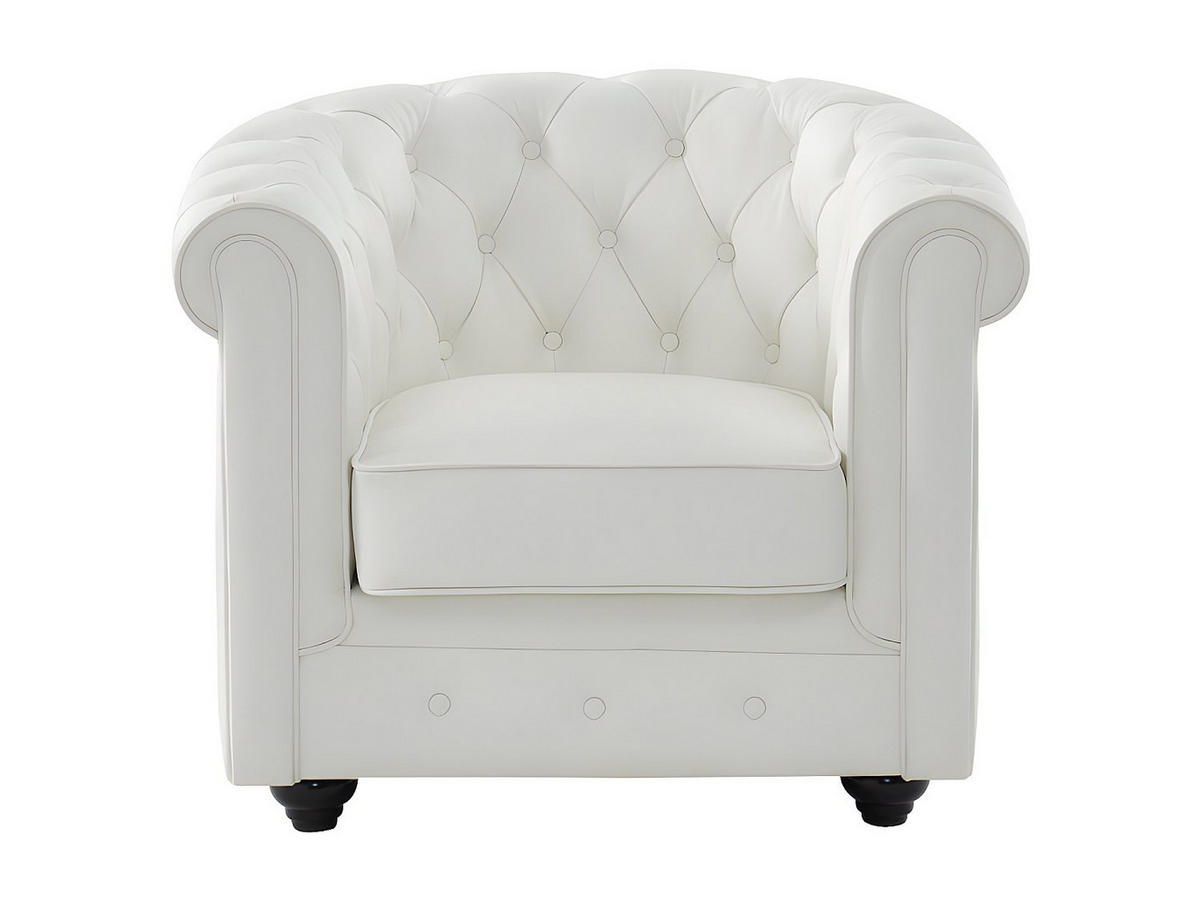 LEDERSESSEL - Büffelleder - Weiß - CHESTERFIELD - Weiß, Leder (82/72/78cm) - Vente-Unique