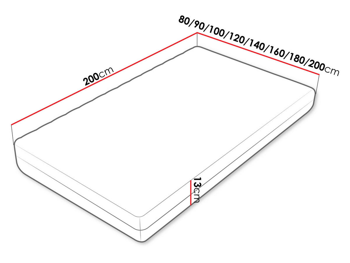 KOMFORTSCHAUMMATRATZE Uno 13 cm - Weiß, Textil (200/200cm) - MIRJAN24