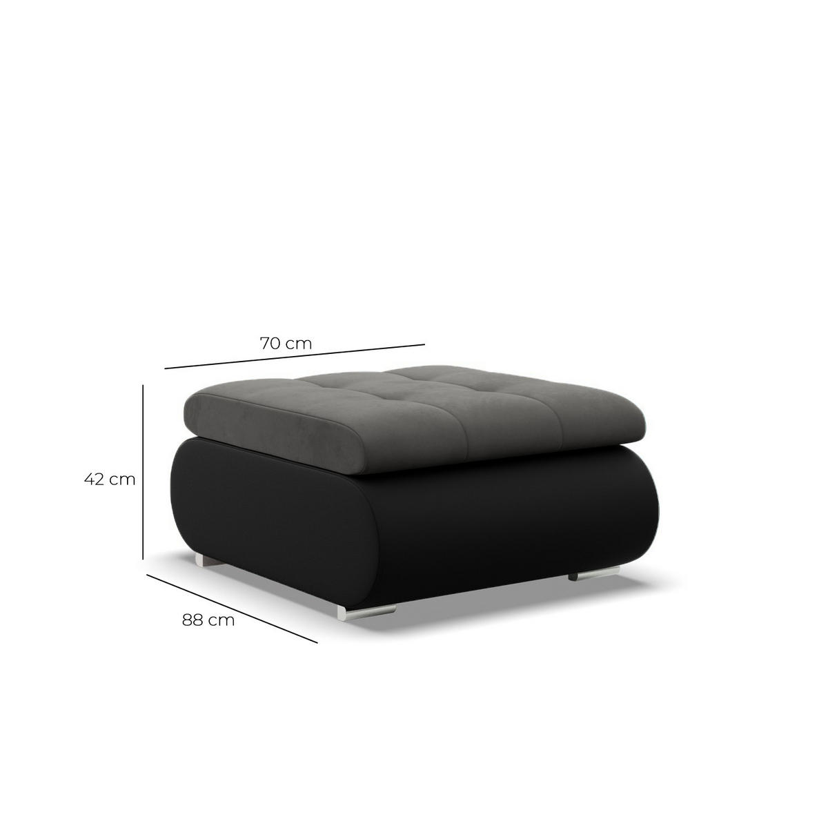 SITZPOUF FÜR DAS WOHNZIMMER FORESTA, Dunkelgrau + Schwarz - Dunkelgrau/Schwarz, Textil (88/42/70cm)