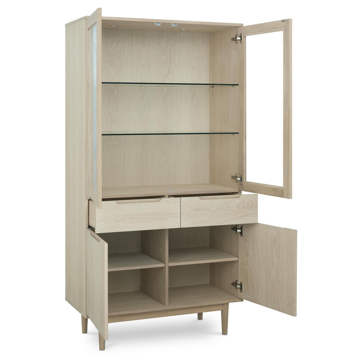 VITRINE mit LED Beleuchtung Eiche bianco - Eiche Bianco/Eichefarben, Holz/Holzwerkstoff (45/190/100cm) - Furnhouse