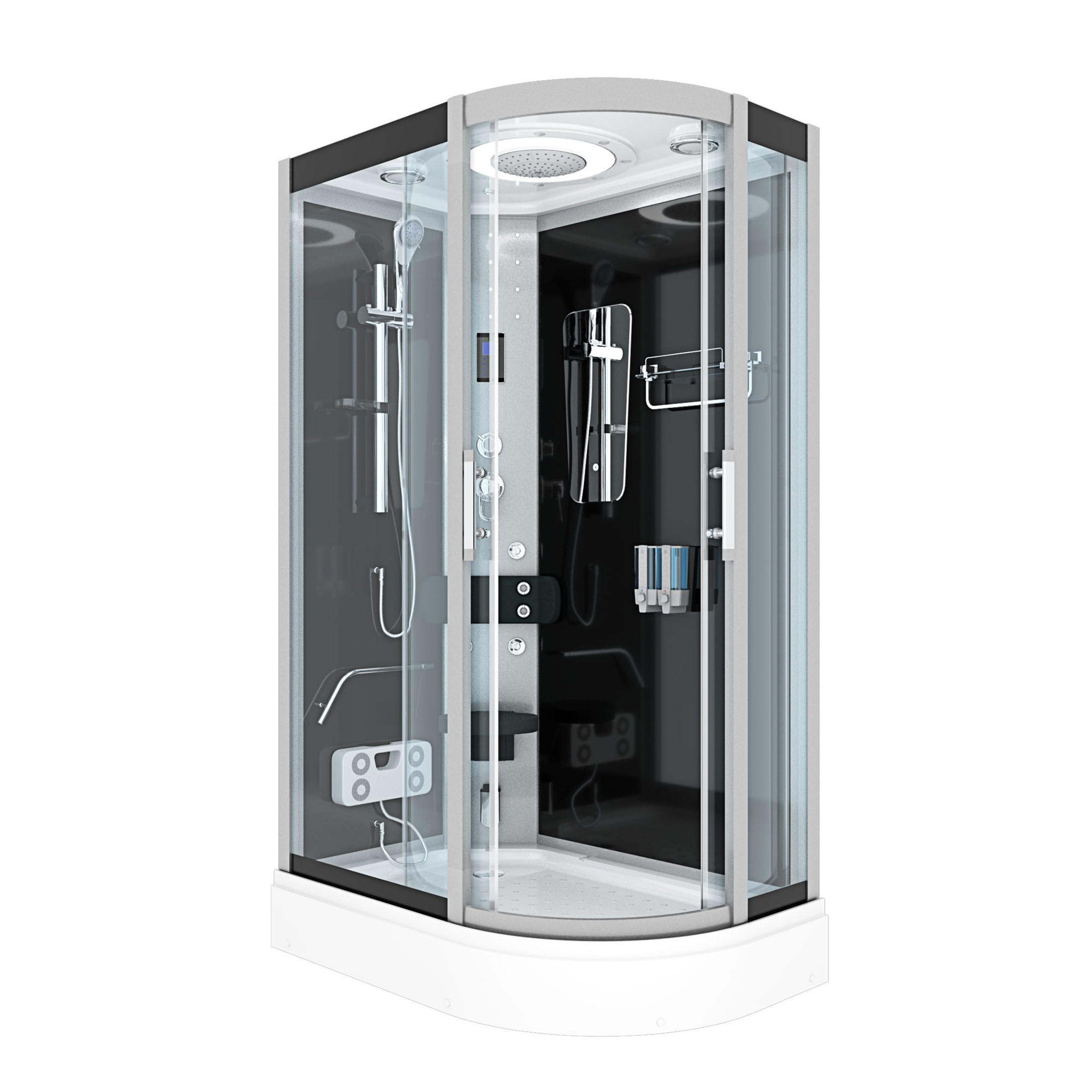 DUSCHE Duschkabine D60-73T0R Schwarz 80x120 - Schwarz, Glas/Kunststoff (80/120/215cm) - AcquaVapore by Sandra Jentho