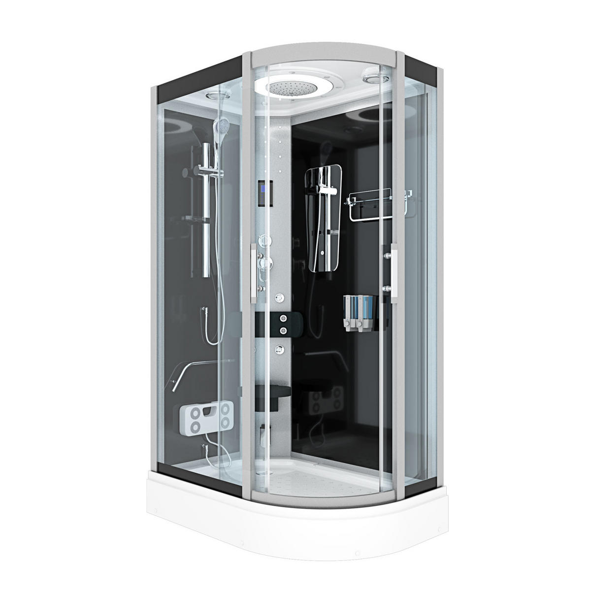 DUSCHE Duschkabine D60-73T0R Schwarz 80x120 - Schwarz, Glas/Kunststoff (80/120/215cm) - AcquaVapore by Sandra Jentho