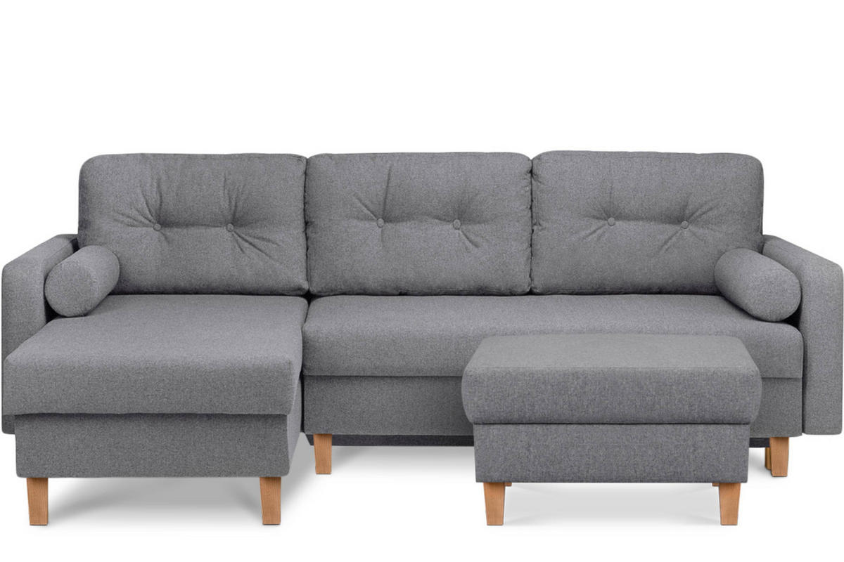 SITZHOCKER ERISO Polsterhocker aufklappbarer, Strukturstoff, dunkelgrau - Dunkelgrau/Braun, Textil (71/43/71cm) - KONSIMO®