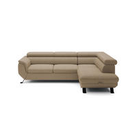 ECKSOFA Raven L mit Schlaffunktion und Bettkasten, Freistehend, Polstersofa mit Verstellbaren Kopfstützen, 257x198x96 cm – Rechte, Cappucino - Cappuccino, Holz/Textil (256/198cm) - DomoHome