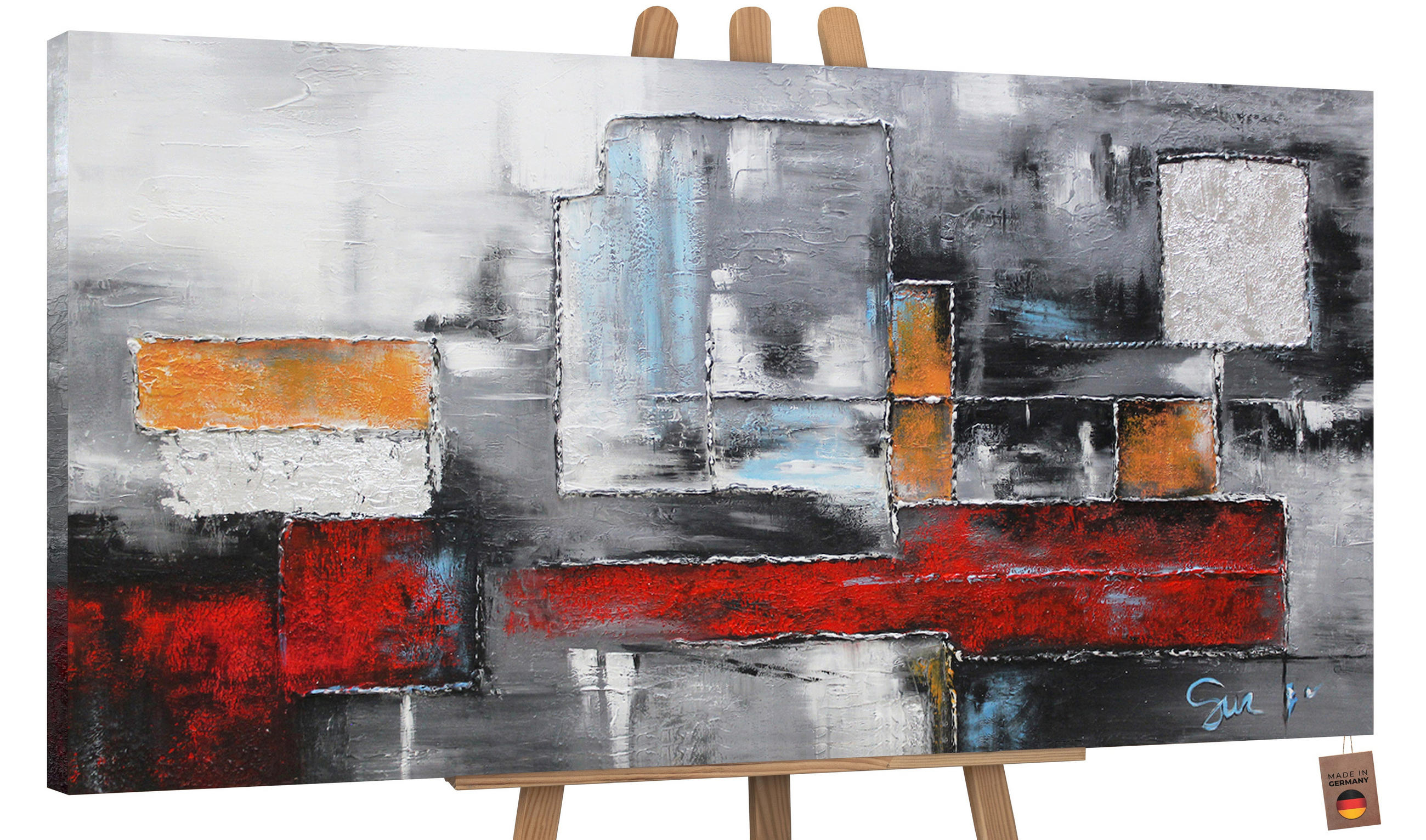 GEMÄLDE Abstraktion auf Keilrahmen 200x100 cm - Rot, Holz (200/100cm) - YS-art gallery