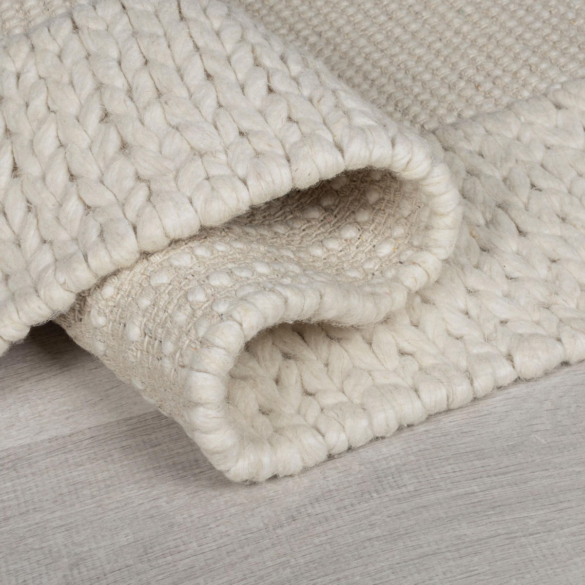 TEPPICH Chunky-Knit-Design, wolle-polyester-mix CALDER, Beige 200x290 cm - Beige, Textil (200/290cm) - KADIMA DESIGN