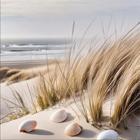 GLASBILD 50x50 cm Strand und Meer - Beige, Glas (50/50cm) - artissimo