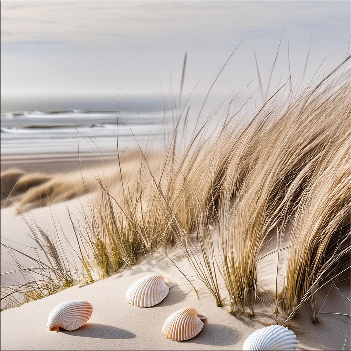 GLASBILD 50x50 cm Strand und Meer - Beige, Glas (50/50cm) - artissimo