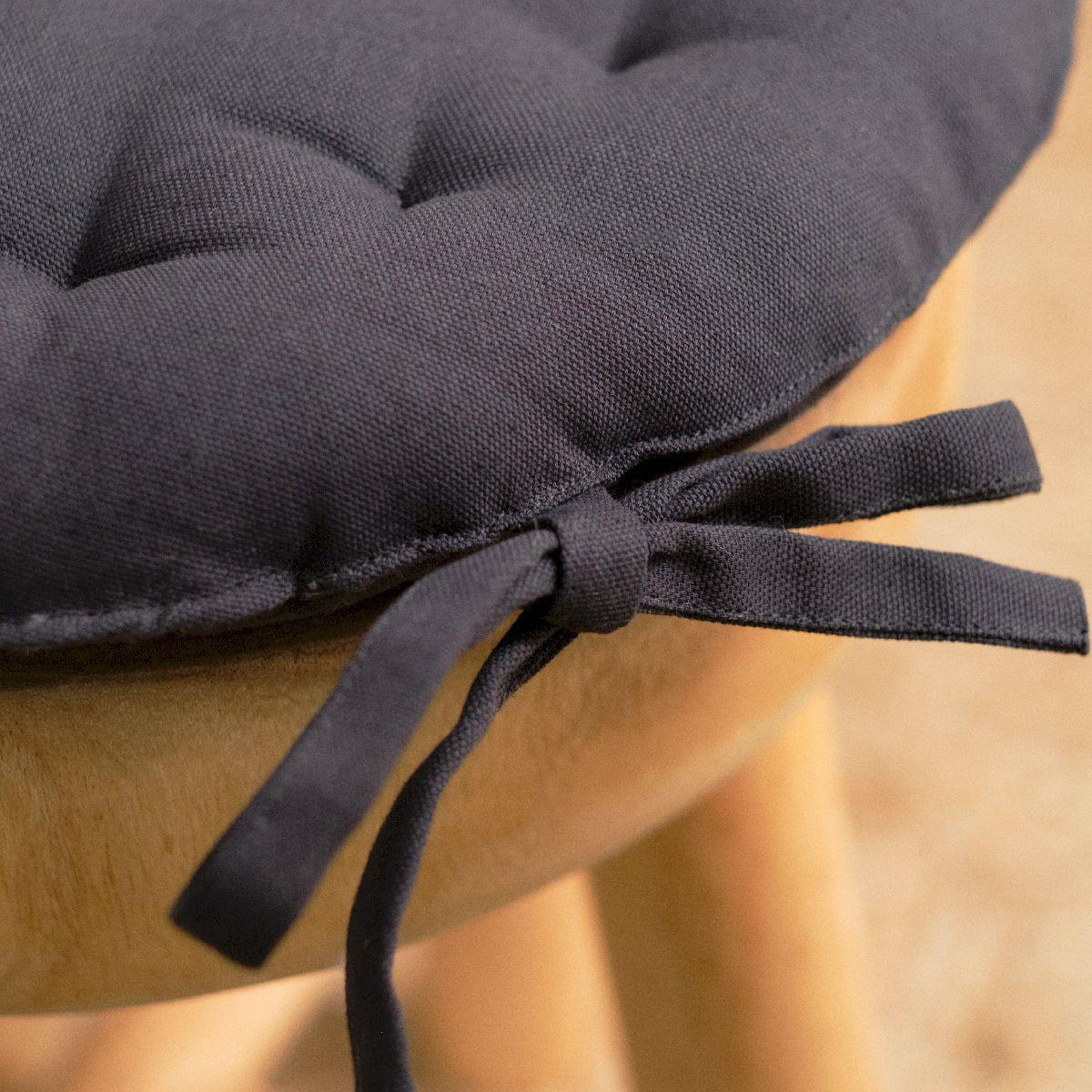 STUHLKISSEN Baumwolle rund Dunkelblau 37/37/4 cm - Schwarz, Naturmaterialien (37/37/4cm) - Today
