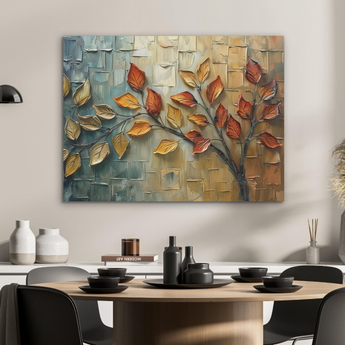 AKUSTIKPANEEL Baum - Abstrakt - Natur - Kunst 80x60 cm - Goldfarben, Textil (80/0.9/60cm) - MuchoWow