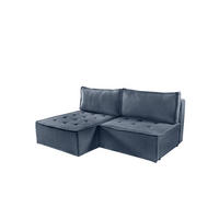 ECKSOFA Schlafsofa Amalia In Raven - Blau, Holzwerkstoff/Textil (200/140cm) - Fun Möbel