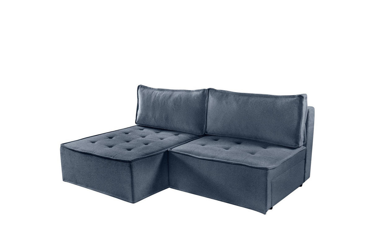 ECKSOFA Schlafsofa Amalia In Raven - Blau, Holzwerkstoff/Textil (200/140cm) - Fun Möbel
