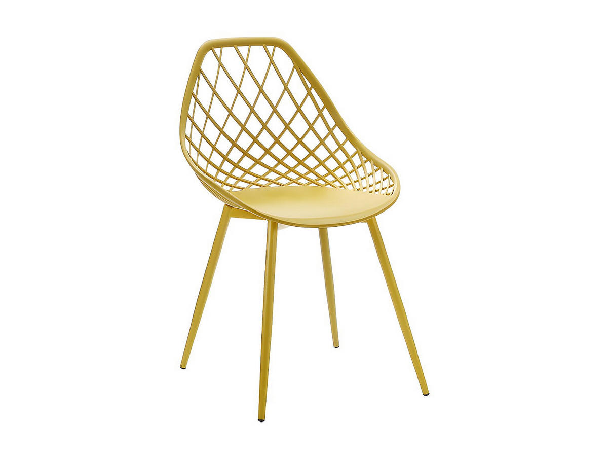 GARTENSTUHL - 54.5cm x 49cm - Polypropylen - senffarben - MALAGA - Gelb, Metall (54.5/84/49cm) - Vente-Unique