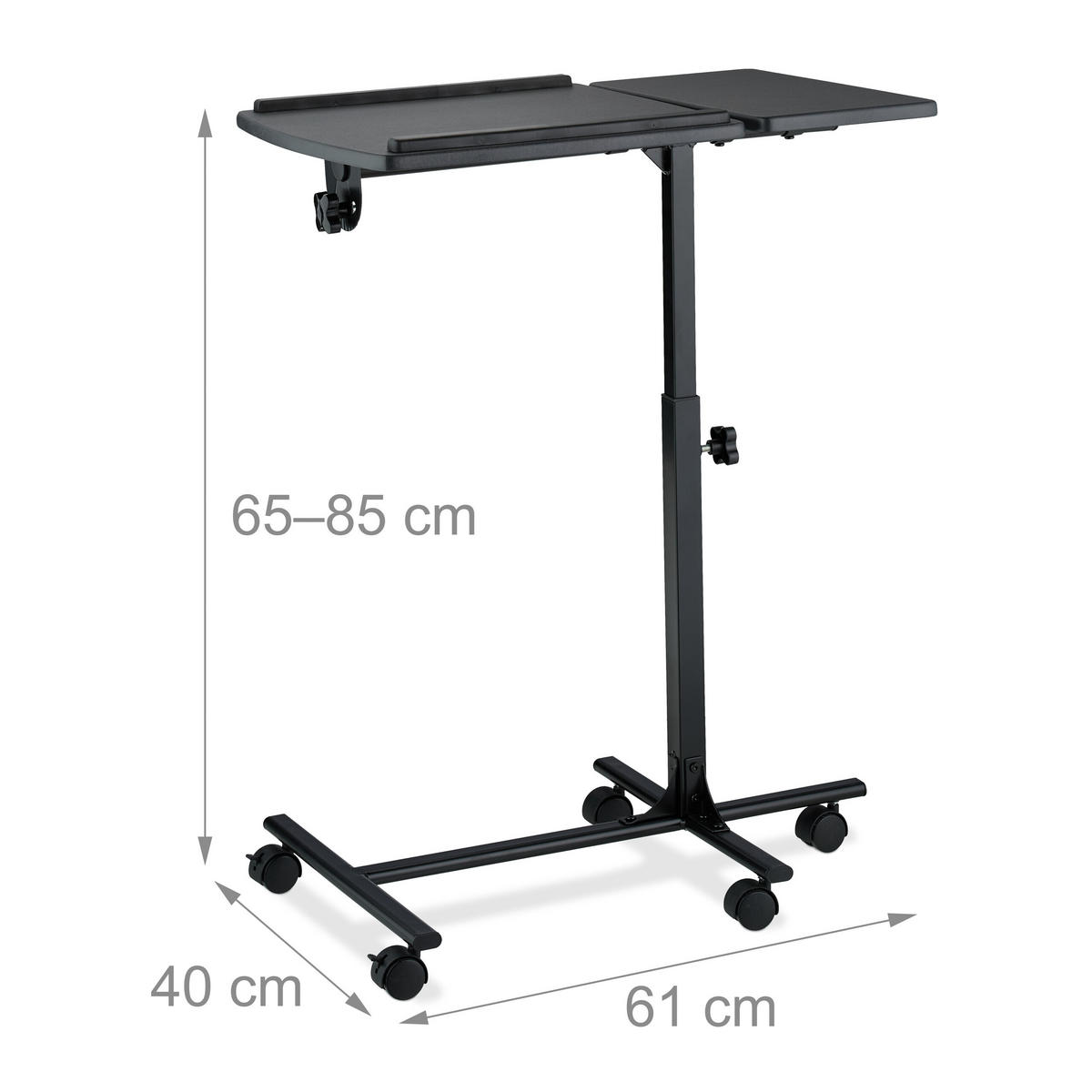 LAPTOPTISCH - Schwarz, Holzwerkstoff/Kunststoff (40/61/85cm) - Relaxdays