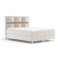 BOXSPRINGBETT Soto Ecru 160/200 cm mit Latex-Topper - Ecru/Silberfarben, Holz/Holzwerkstoff (160/200cm) - Maison de Reve