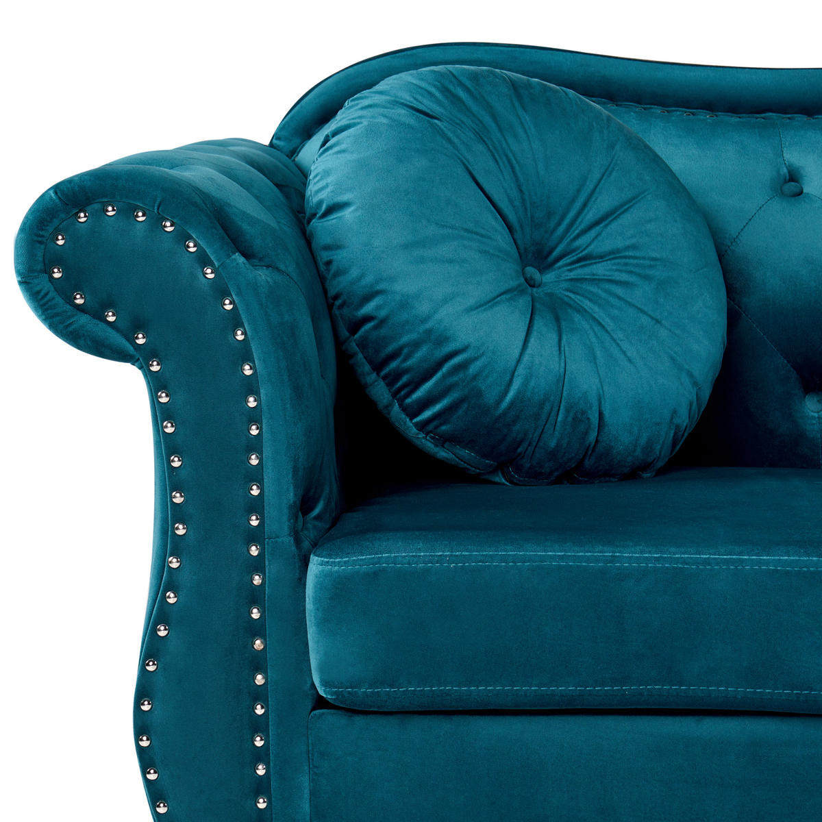 3-SITZER-SOFA Samtstoff Blaugrün Skien - Jadegrün, Textil (204/86/78cm) - Beliani