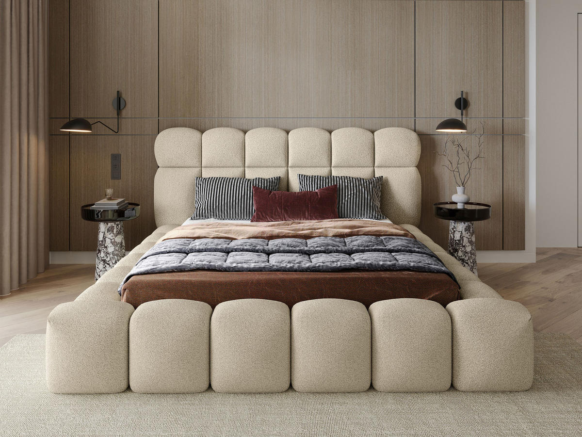 POLSTERBETT Mira XL Beige 140/200 cm Boucle mit Bettkasten - Beige, Textil/Metall (140/200cm) - wonello