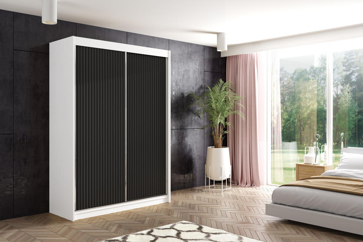 KLEIDERSCHRANK RYFLOX - 150 - Weiß|Schwarz - Schwarz/Weiß, Holzwerkstoff (150/215/61cm) - ALTDECOR