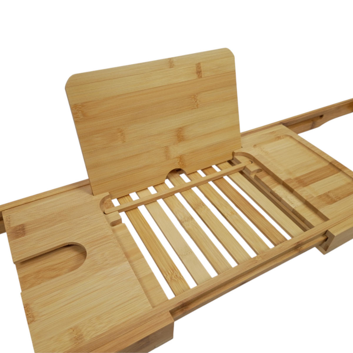 BADEWANNENABLAGE Bambus ausziehbar 70–104 x 23,5 x 4 cm mit Buchhalter und Ablagefächern - Naturfarben, Holz (70/4/23.5cm) - Begryf