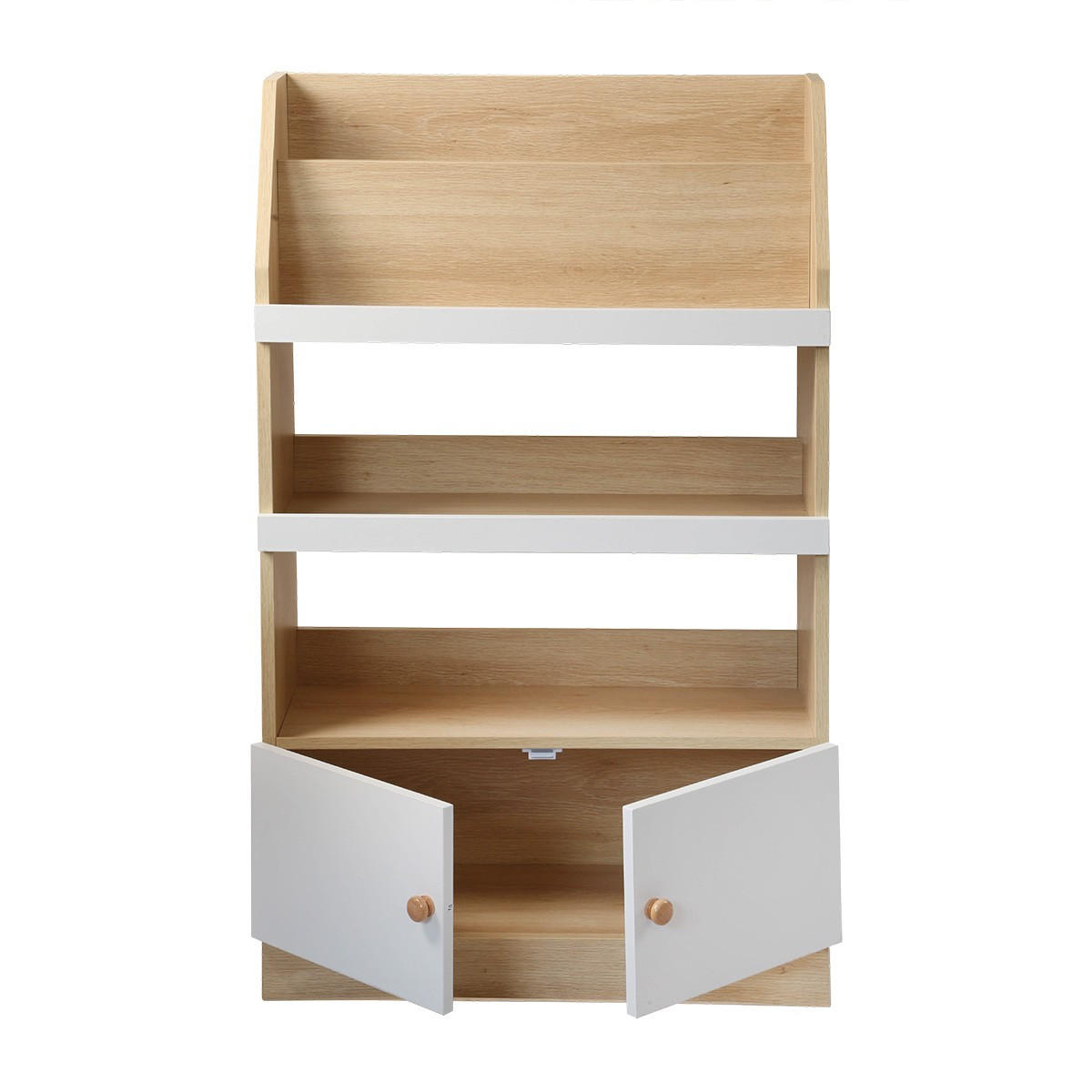AUFBEWAHRUNGSREGAL mit 2 Türen für Kinder 106/25,5/62,8 cm - Eschefarben, Holzwerkstoff (25.5/106/32cm) - Calicosy