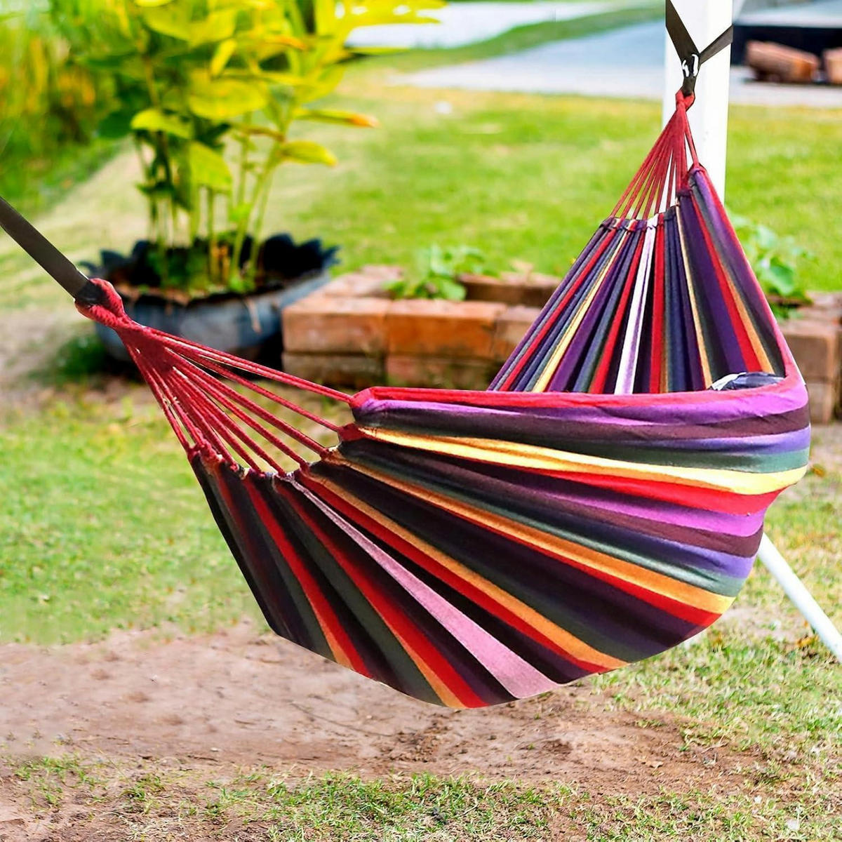 HÄNGEMATTE Baumwolle Regenbogen mit Gurten und Tasche - Multicolor, Textil (150/2.5/270cm)