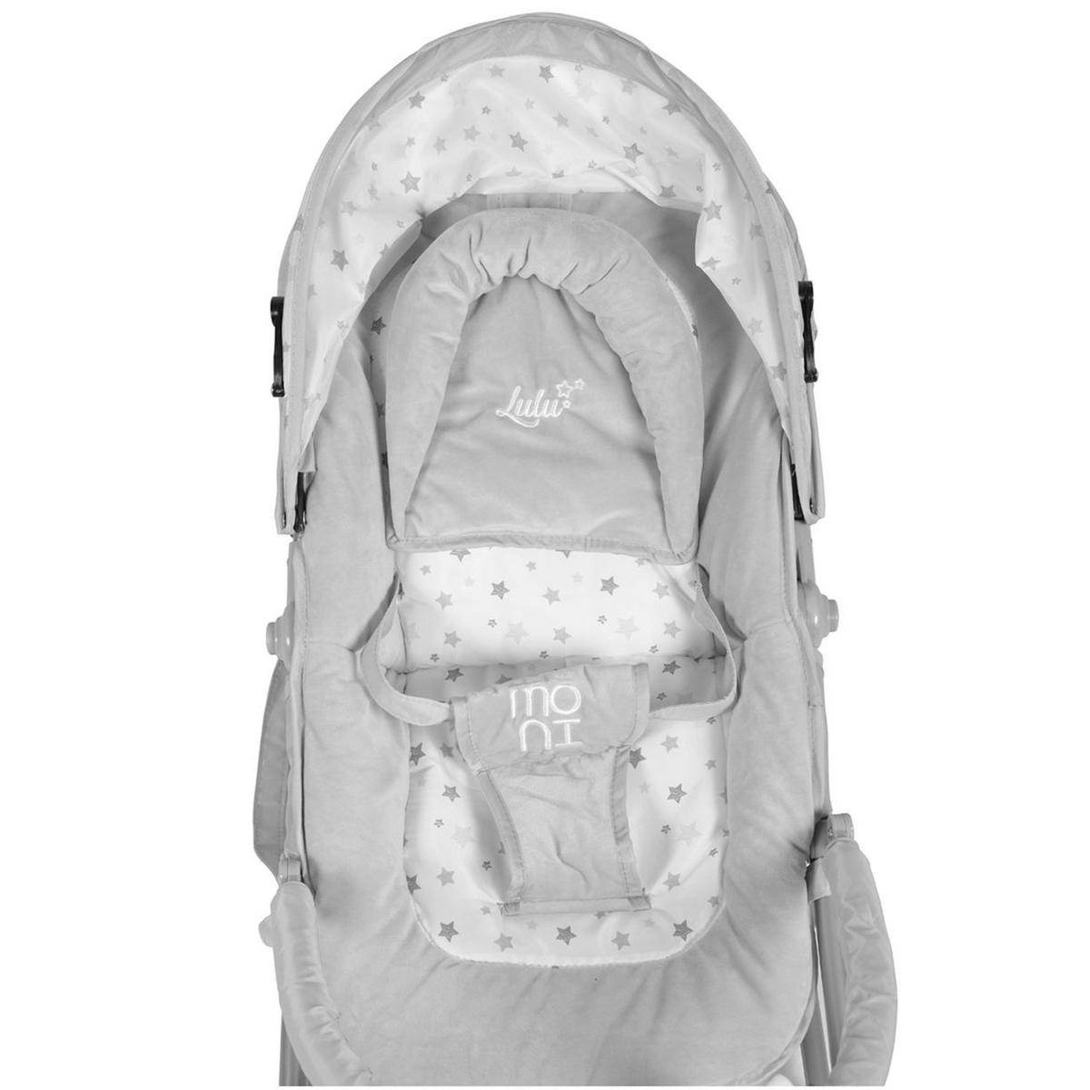 BABYWIPPE Lulu hellgrau verstellbare Sitzposition, Spielbogen, Tragehenkel, Metallrahmen - Grau, Metall - Moni
