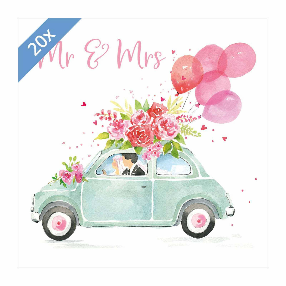 PAPIER SERVIETTEN Congratulation 33 x 33 cm 20er Set - Rosa/Grün, Papier (33/33cm) - PPD