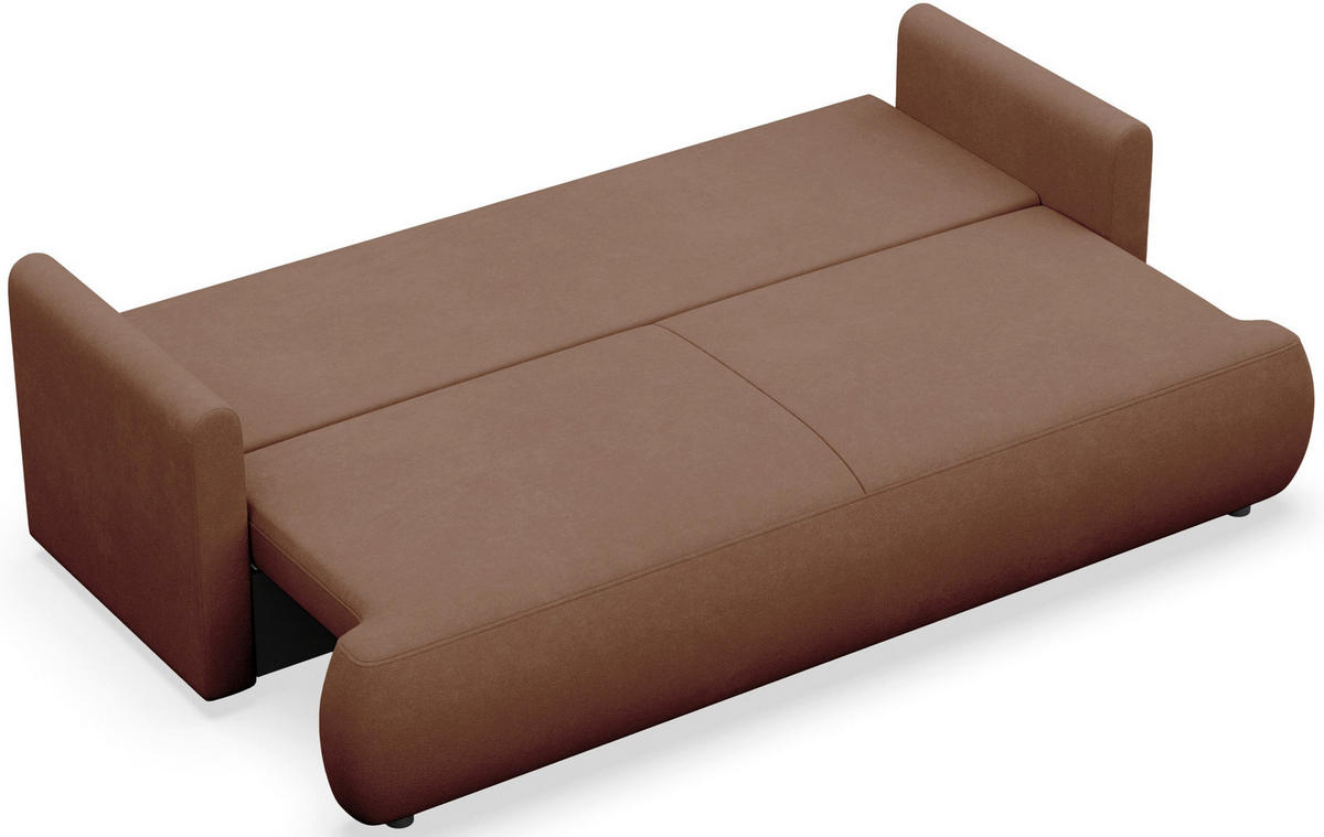 SCHLAFSOFA Ovo Mini Kupfer Chenille Easy Clean - Schwarz/Kupferfarben, Kunststoff/Textil (226/90/97cm) - Selsey
