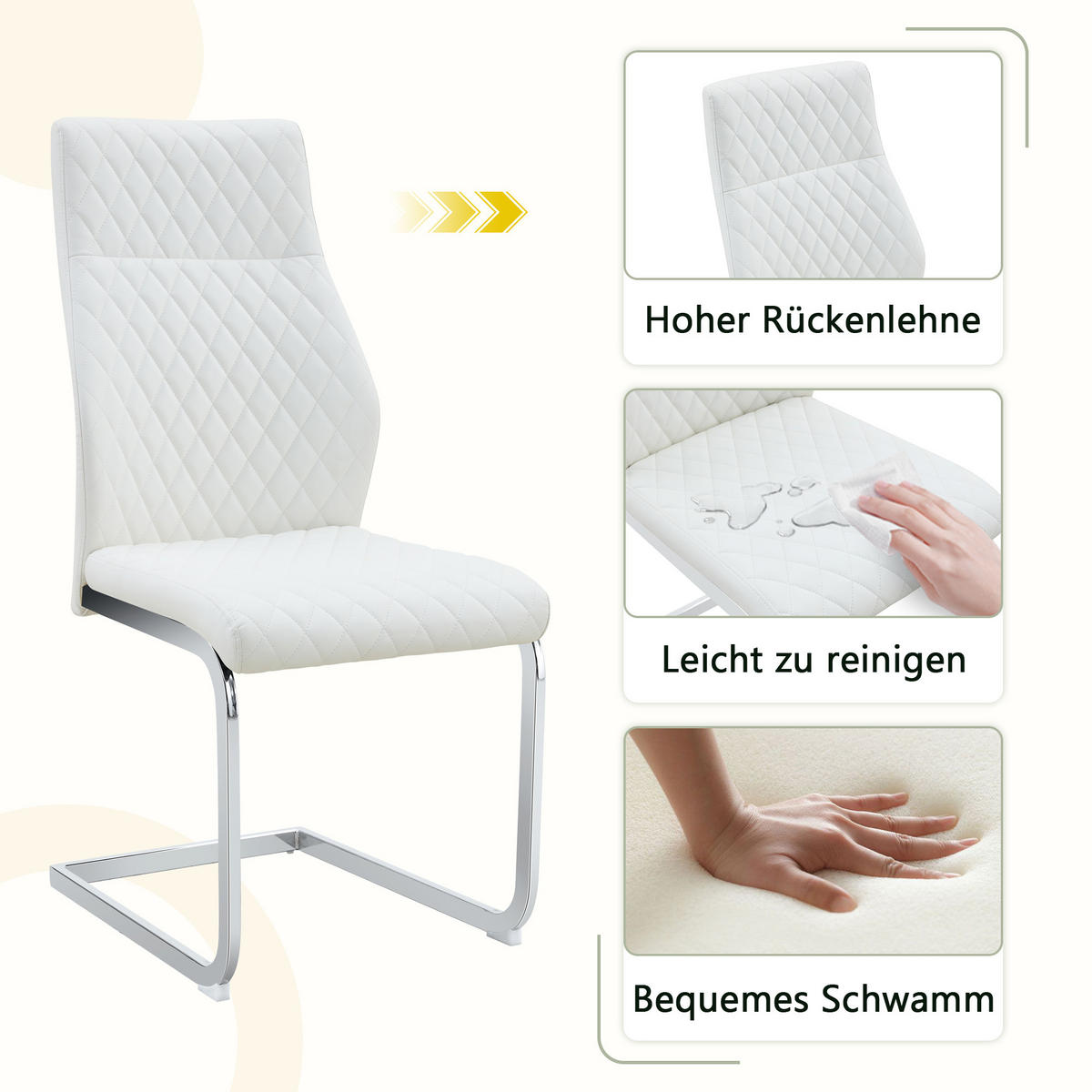 SCHWINGSTUHL DE-36563 2er-Set mit PU-Bezug und Metallrahmen Weiß - Weiß, Metall (63/100/43cm) - ComfortXL