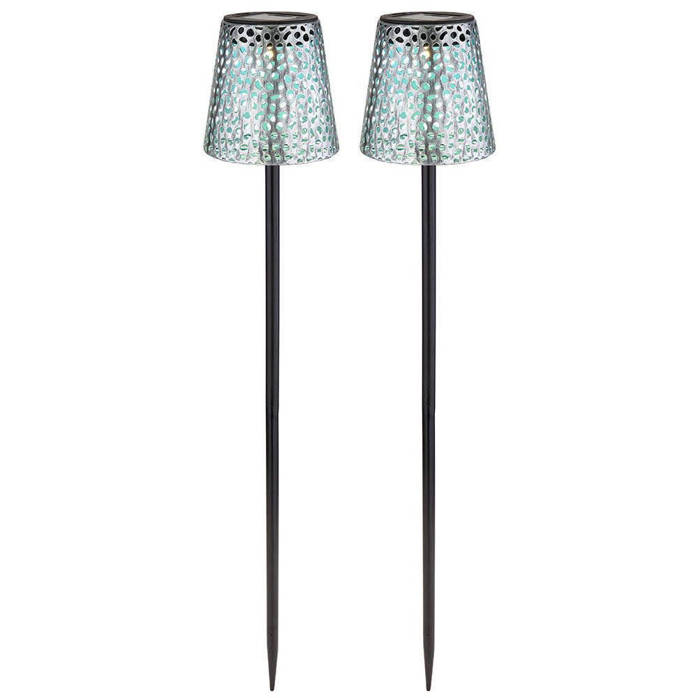 2ER Set LED SOLAR WEGELEUCHTE Metall Silber - Silberfarben, Metall (12/12/70cm) - Globo Lighting