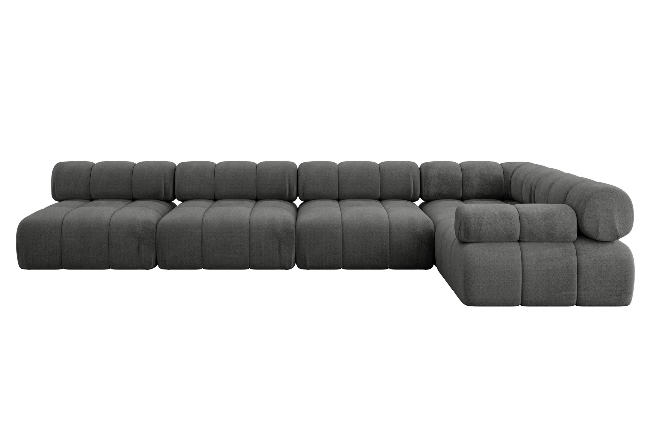 ECKSOFA modulares Sofa Mende-L3 - 380x190x70 cm Dunkelgrau Velours - Dunkelgrau, Holzwerkstoff/Textil (380/190cm) - ALTDECOR