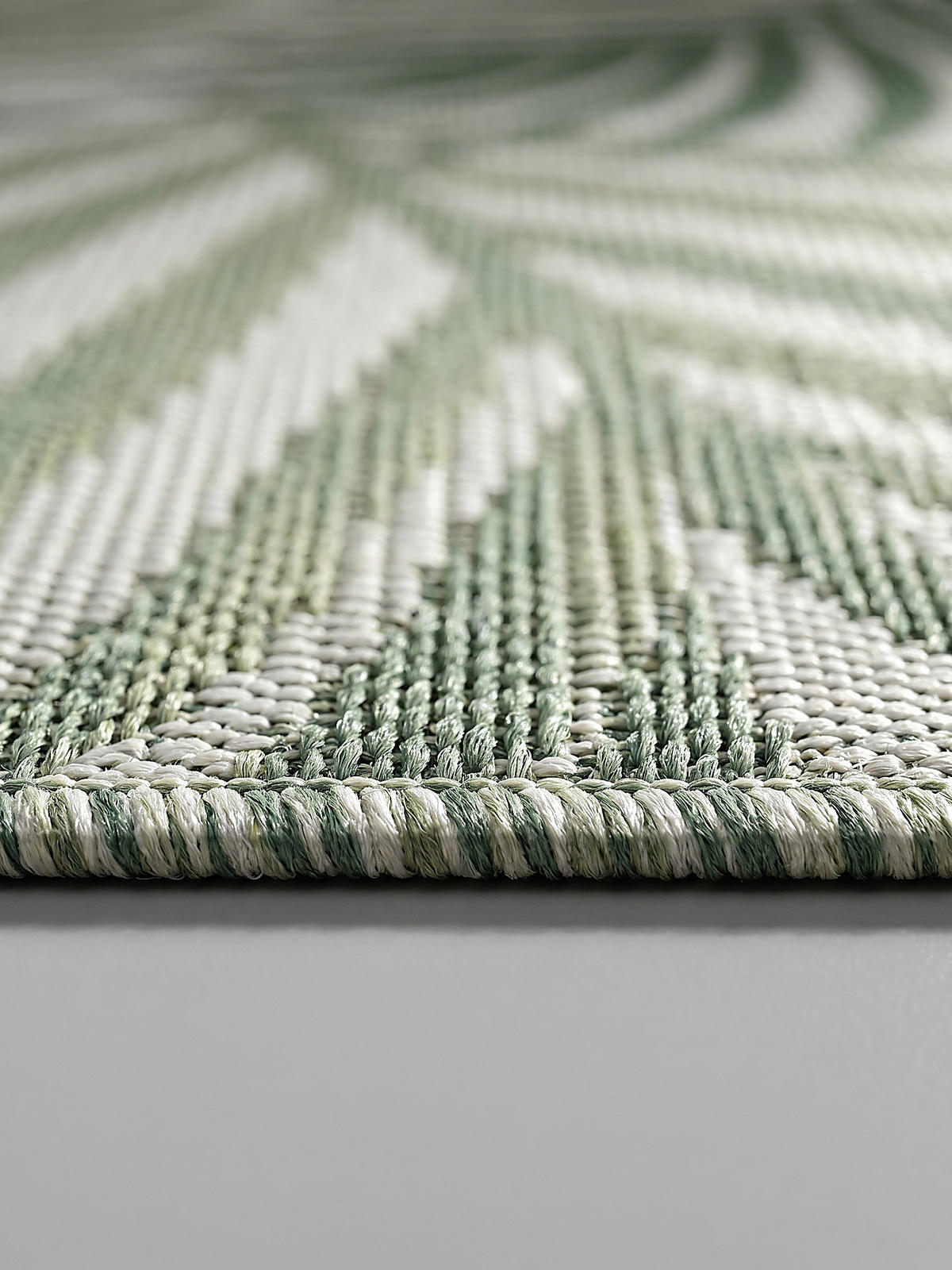 FLACHWEBTEPPICH Palmblätter BORNO Polypropylen Grün 140 x 200 cm - Grün, Textil (140/200cm) - KADIMA DESIGN