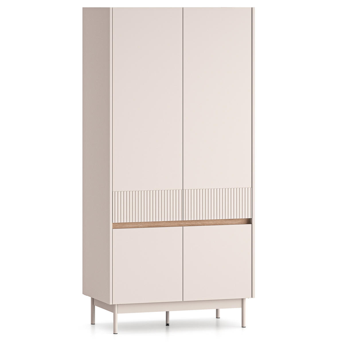 KLEIDERSCHRÄNK NALIA, Creme/Eiche - Eichefarben/Creme, Holzwerkstoff/Metall (92/193/53cm) - KONSIMO®