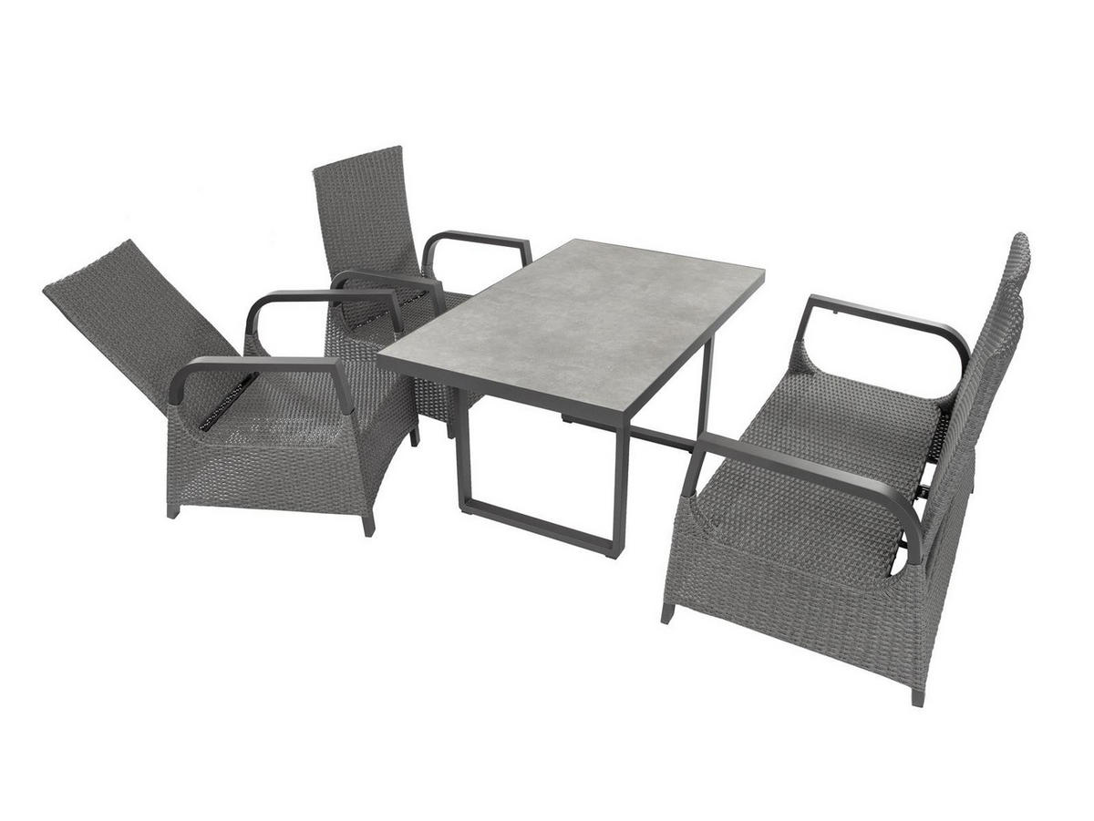 GARTEN-ESSGRUPPE Montana Anthrazit Aluminium für 4 Personen - Grau, Naturmaterialien - Green Spirit