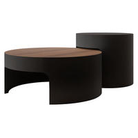 COUCHTISCH-SET Vellaro - Nussbaumfarben/Schwarz, Holzwerkstoff/Metall (76/76/32cm) - MIRJAN24