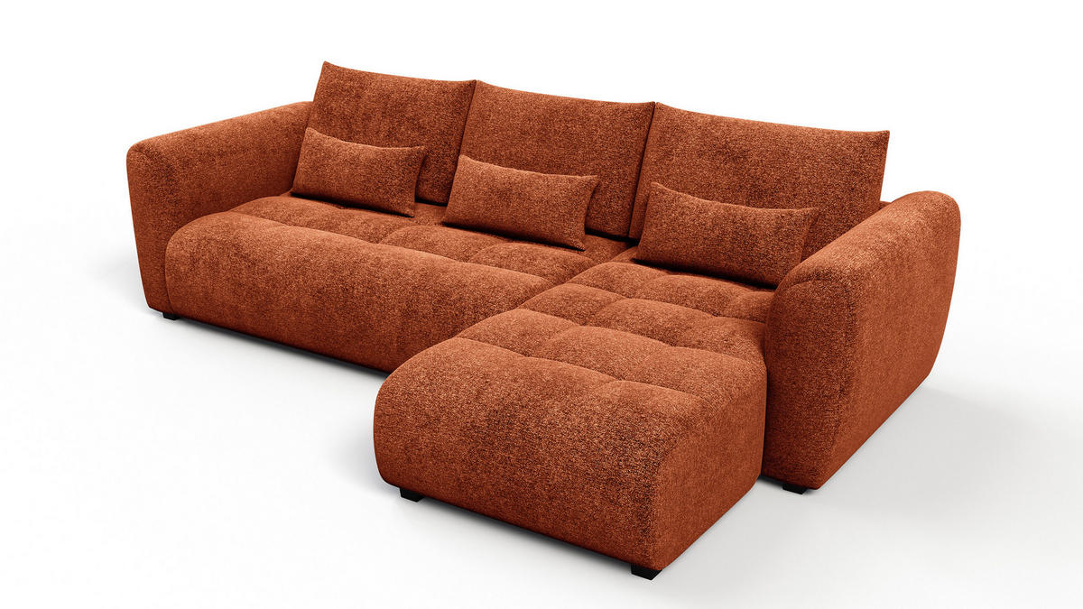 ECKSOFA SORENO 4-Sitzer, orange - Schwarz/Orange, Holz/Textil (293/171cm) - Courtois Laville